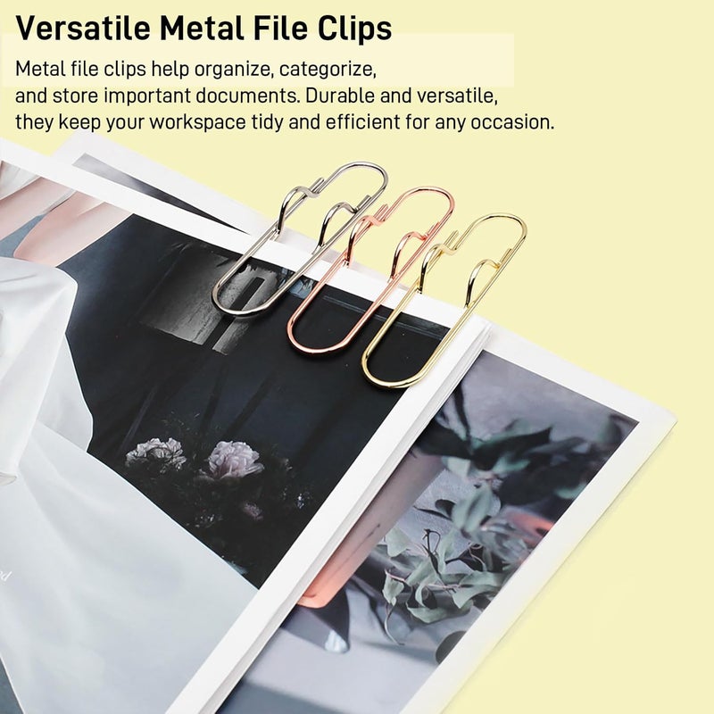 Ceemiaa 12-Pack Metal Pen Clips – Gold, Silver & Rose Gold Paperclip Pen Holders for Notebooks, Journals & Office Use - Image 4